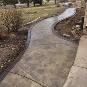 Curved stamped walkway